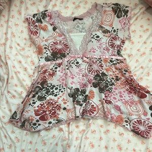 Pink size s /xs shirts with bow and strings in back to tighten